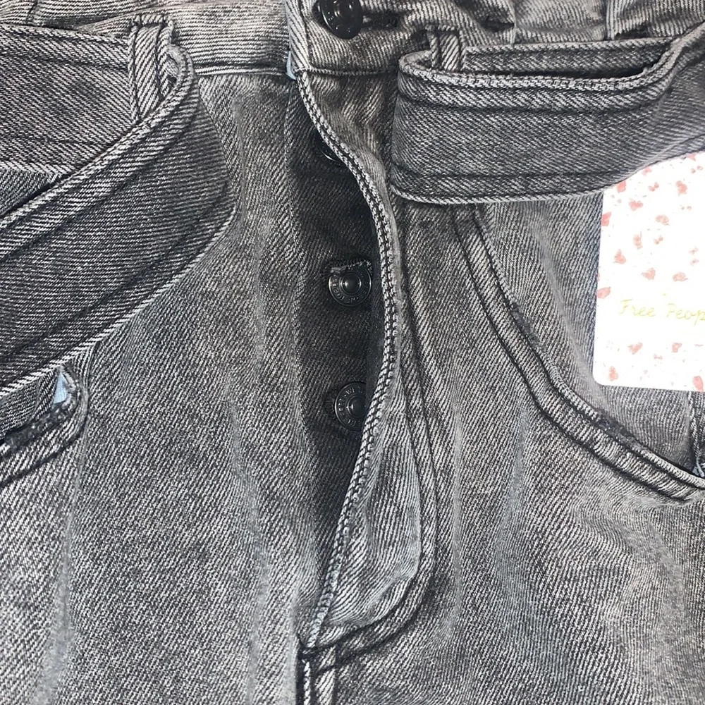 NWT Free People East of Eden Tie Waist Denim Skirt Washed Black Size 26 - Picture 9 of 13